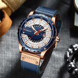 montre-homme-cuir-acier-quartz-bleu