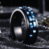 Bague anti stress noire  et bleu pour homme