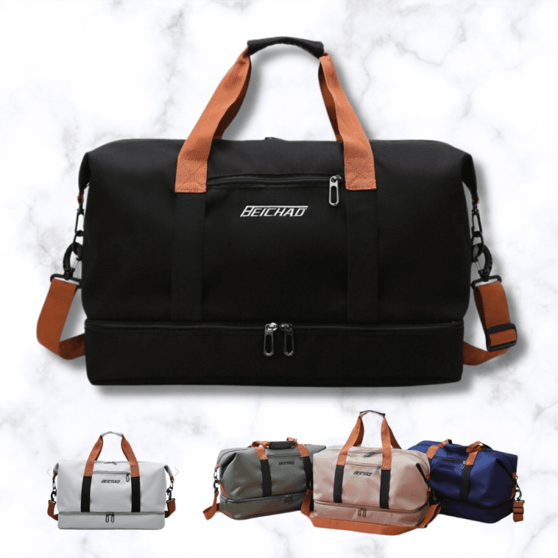 Véritable Sac en Cuir Sport Congé Noir 60x32 Gym Sac de