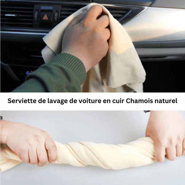 SERVIETTE LAVAGE VOITURE EN PEAU DE CHAMOIS