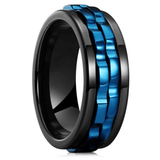 Bague anti stress noire et bleu pour homme